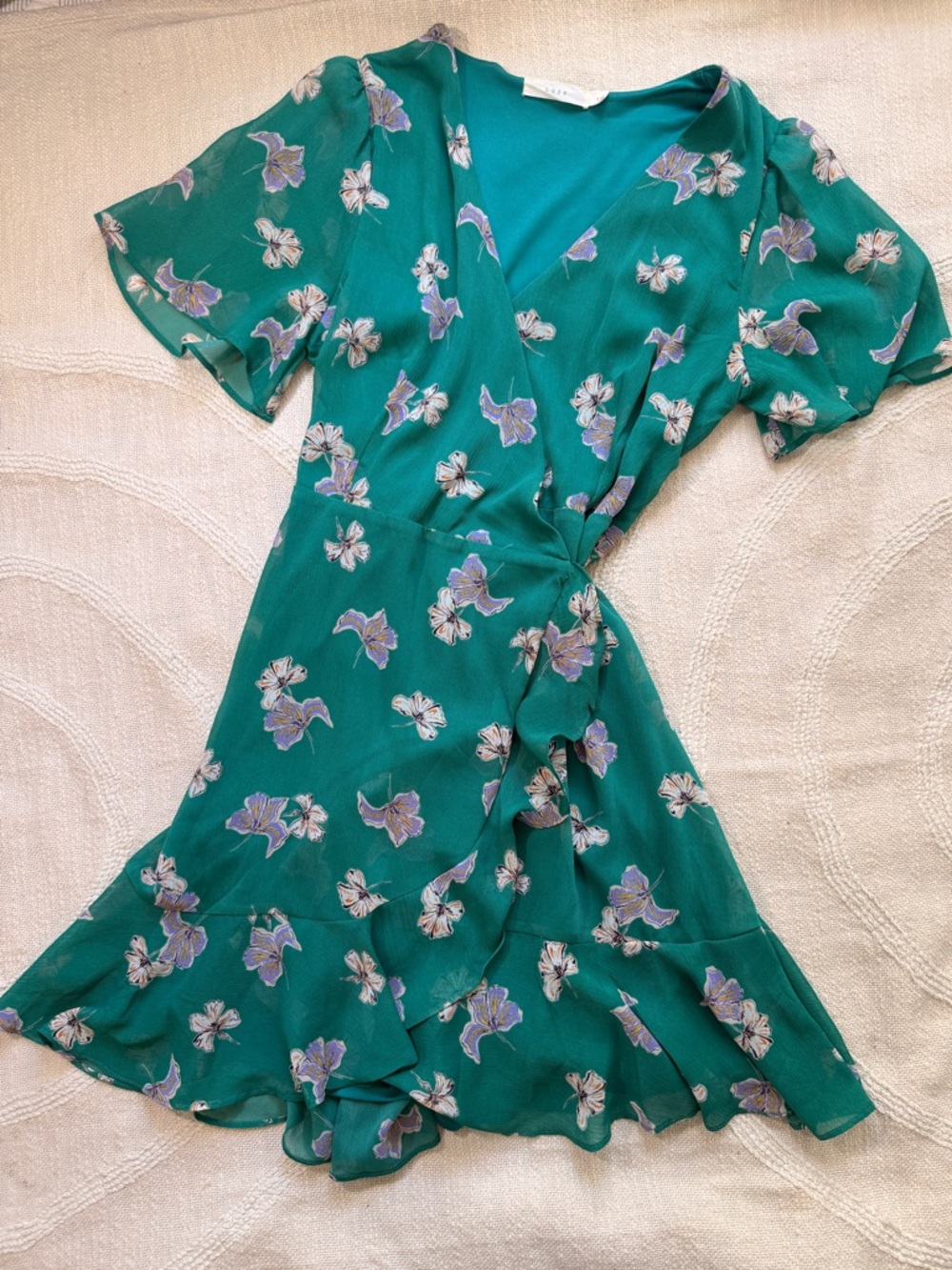 Flowy Lush Spring Forest Green Floral Asymmetrical Wrap Dress